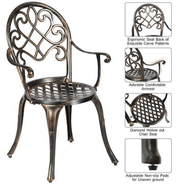 3-Piece Cast Aluminum Bistro Set with Removable Ice Bucket product image