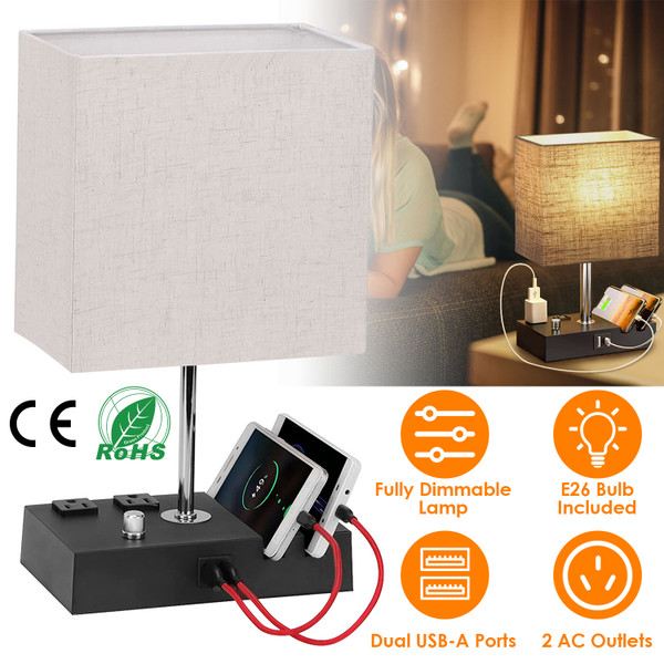 iMounTEK® Dimmable Desk Table Lamp with USB Ports and 2 AC Outlets product image