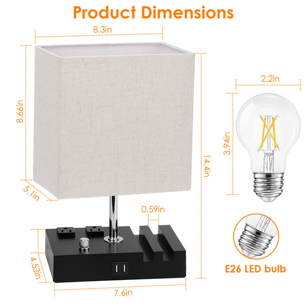 iMounTEK® Dimmable Desk Table Lamp with USB Ports and 2 AC Outlets product image