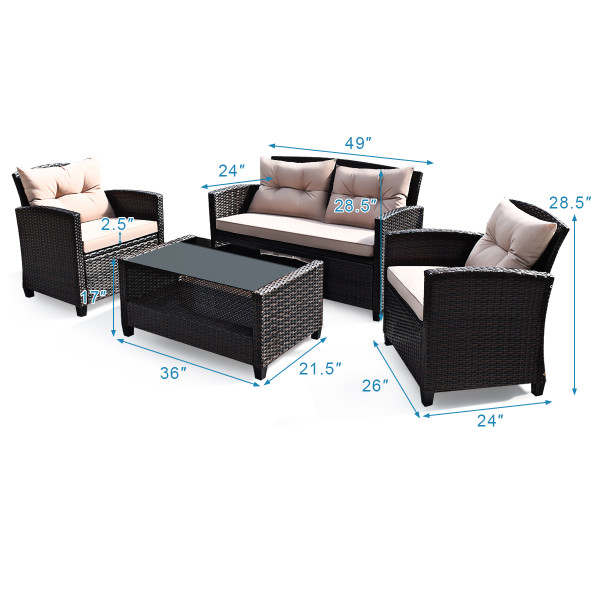 8-Piece Outdoor Patio Rattan Furniture Set product image