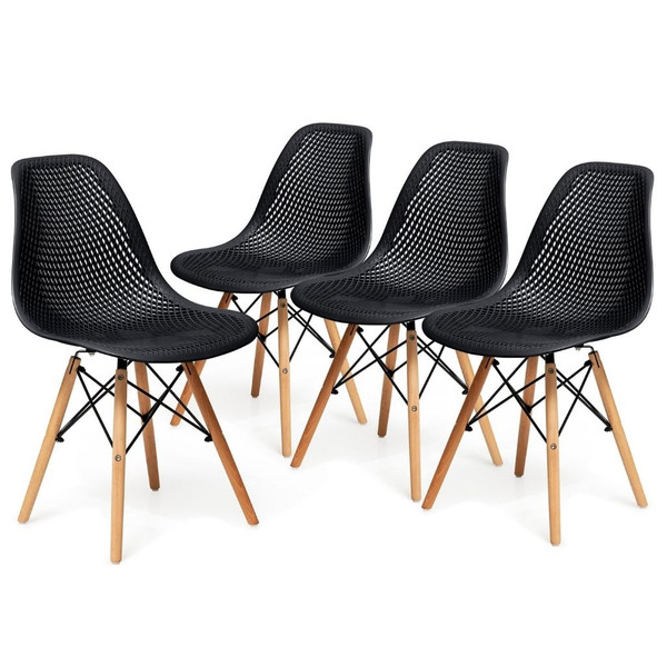 Plastic Hollowed-out Mid-Century Modern Wood-Leg Seat (Set of 4) product image