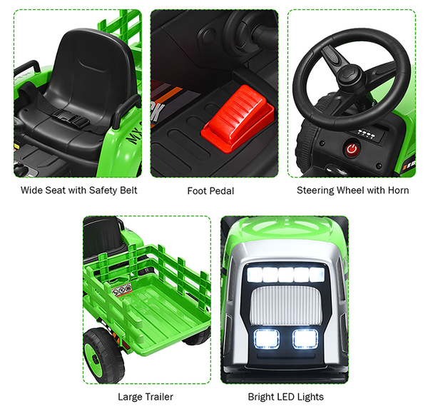Kids' 12V Ride On/Remote Control Tractor with Trailer product image