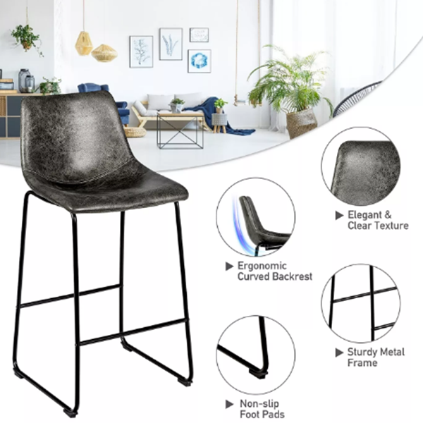 Faux Suede and Steel Upholstered Bar Stools (Set of 2) product image