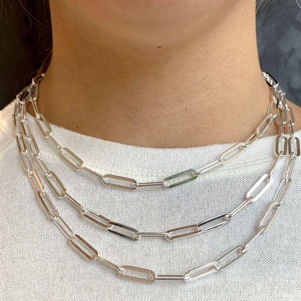 925 Sterling Silver 4.2mm Paperclip Chain with Rhodium Finish product image