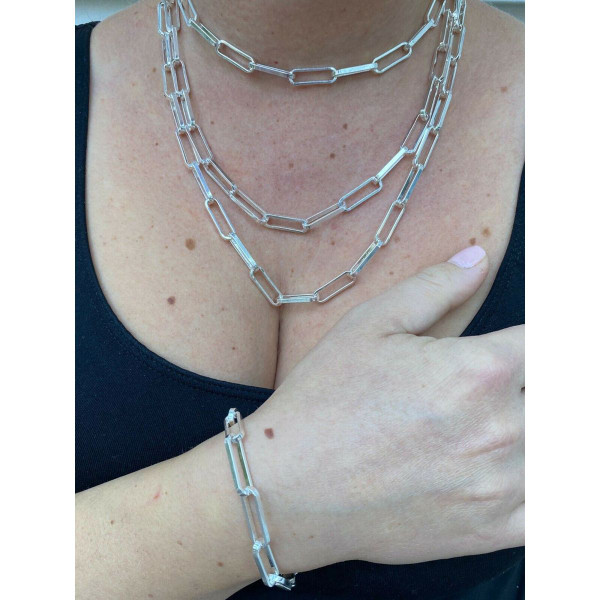 925 Sterling Silver 4.2mm Paperclip Chain with Rhodium Finish product image
