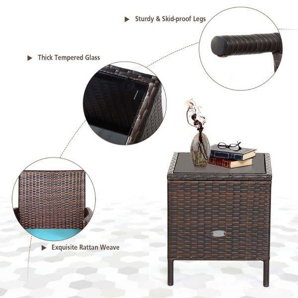 Rattan Wicker Outdoor 3-Piece Table and Chair Set product image