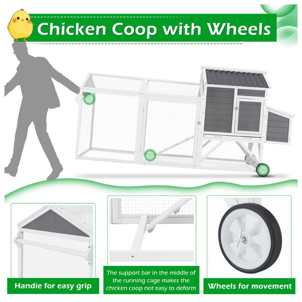 95-inch Wooden Chicken Coop with Wheels product image