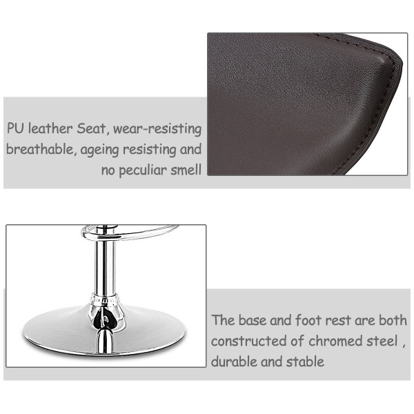 Brown Faux Leather Adjustable Height Swivel Bar Stools (Set of 2) product image