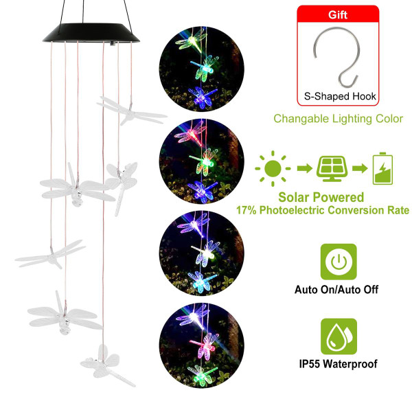 Solarek™ Solar LED Dragonfly Chime Light product image