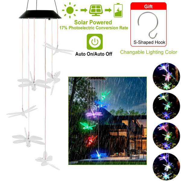 Solarek™ Solar LED Dragonfly Chime Light product image