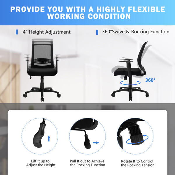 Goplus Mesh Office Chair Mid Back Height Adjustable product image