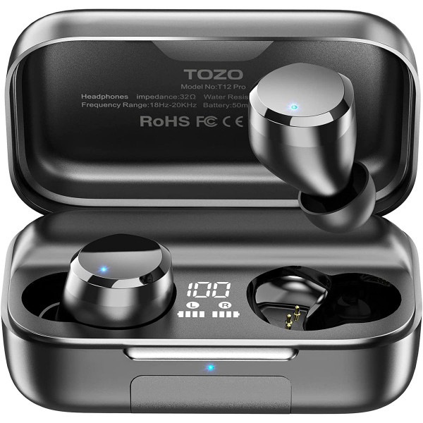 TOZO T12 Pro Noise Cancelation Earbuds with Wireless Charging Case product image