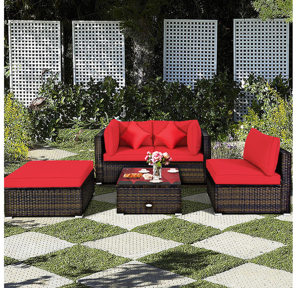 Rattan 5-Piece Outdoor Patio Sectional product image