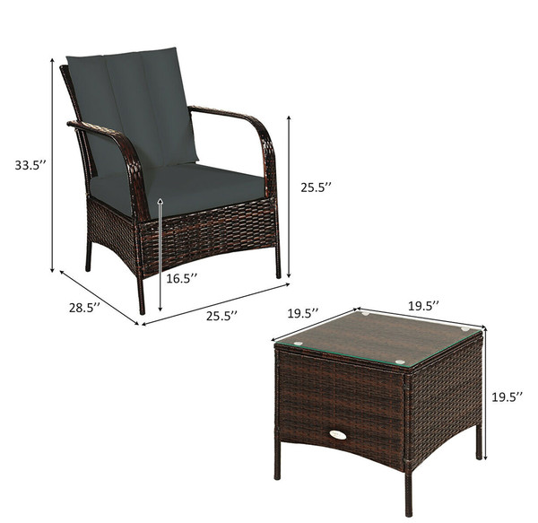 Rattan Outdoor 3-Piece Chair & Table Set product image