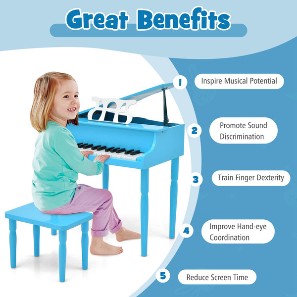 Kids' Wooden 30-Key Classic Baby Grand Piano product image