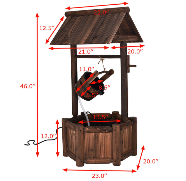 Rustic Wooden Wishing Well Fountain product image