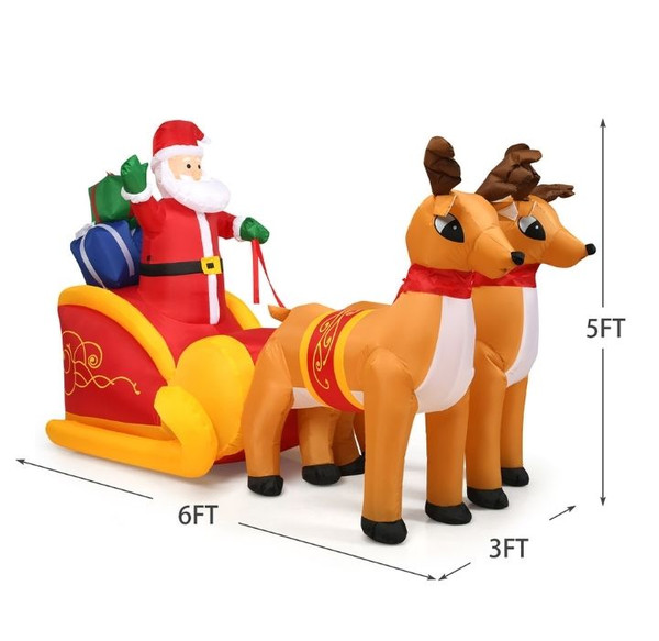 6-Foot Inflatable Santa in a Sled Christmas Decoration product image