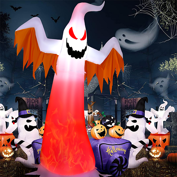 8-Foot Inflatable LED-Lit Ghost with Rotatable Flame product image