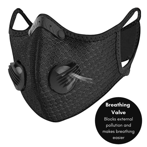 Performance Sports Face Mask with Activated Carbon Filter and Breathing Valves product image