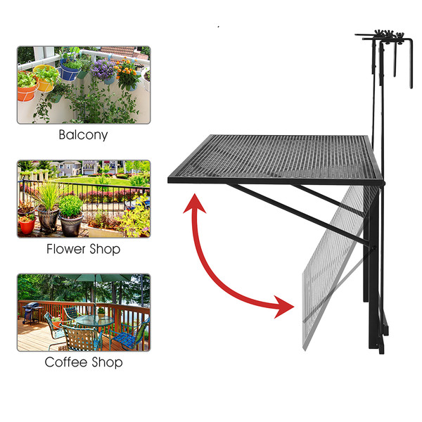 Adjustable Hanging Balcony Railing Table product image