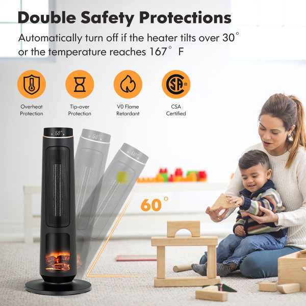 3D Flame 1500-Watt Ceramic Tower Space Heater product image