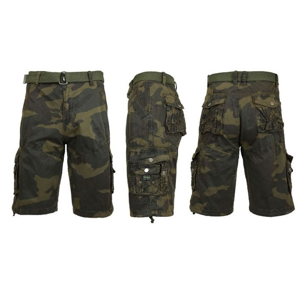 Men's Distressed Vintage Belted Cargo Utility Shorts product image