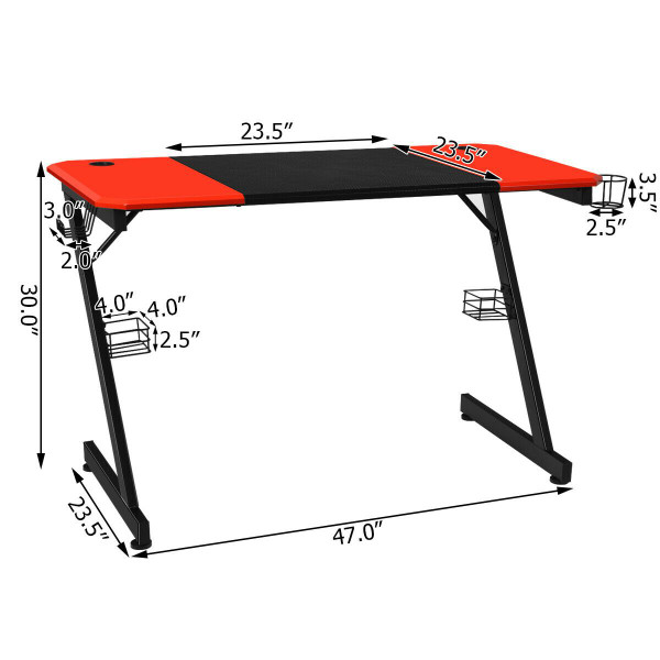 47-Inch Z-Shaped Computer Gaming Desk with Large Carbon Fiber Surface product image