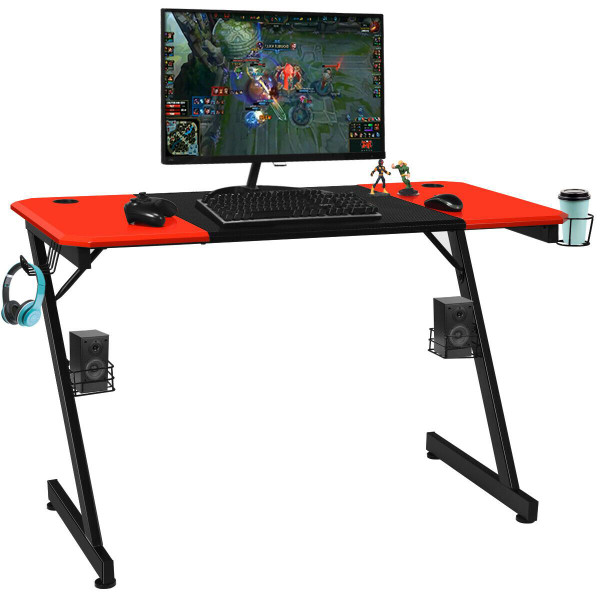 47-Inch Z-Shaped Computer Gaming Desk with Large Carbon Fiber Surface product image