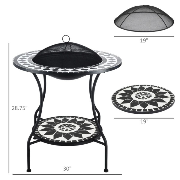 30-Inch Round Outdoor Wood-Burning Fire Pit Table product image