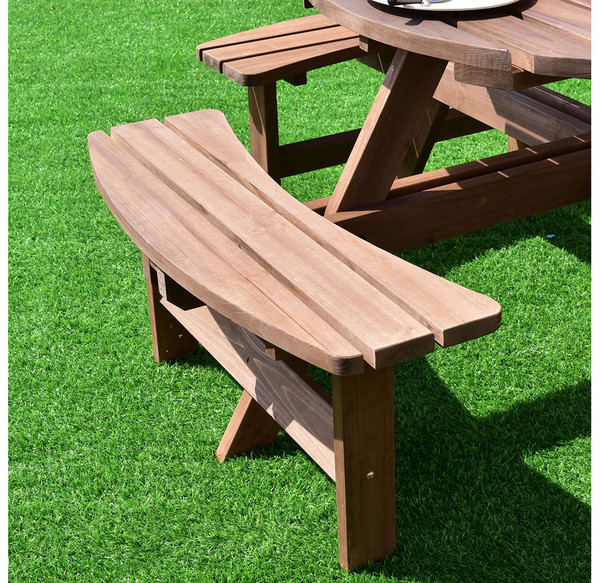 Outdoor Wood 8-Seat Round Picnic Table Set product image