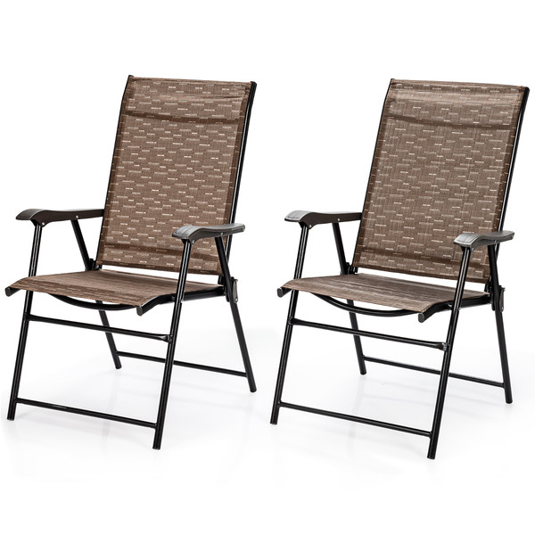 Outdoor Patio Folding Sling Back Camping Deck Chairs (Set of 2) product image