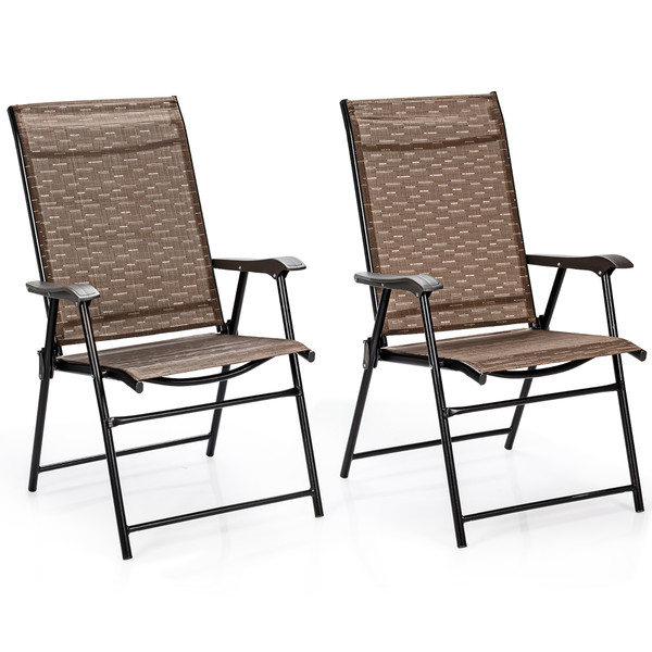 Outdoor Patio Folding Sling Back Camping Deck Chairs (Set of 2) product image