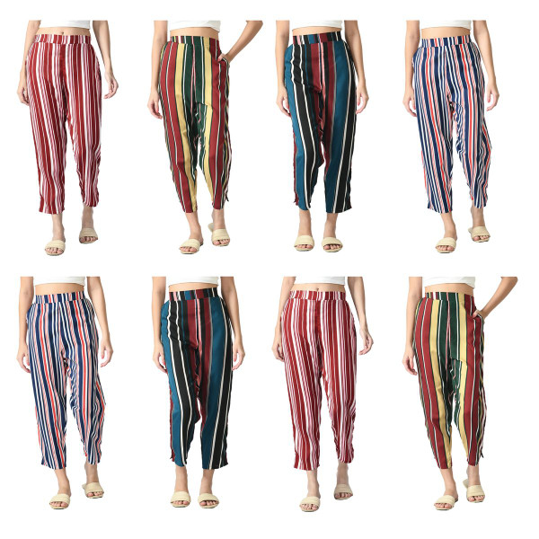 Women's Striped Open Wide-Leg Boho Palazzo Pants (3-Pack) product image