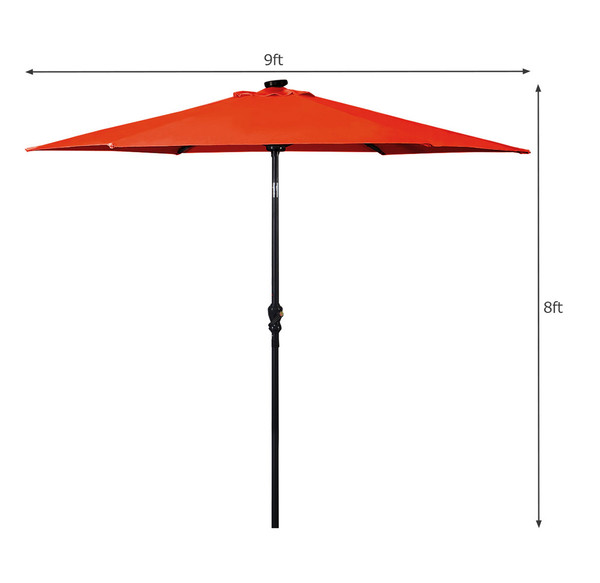 9-Foot Solar LED Crank Patio Umbrella product image