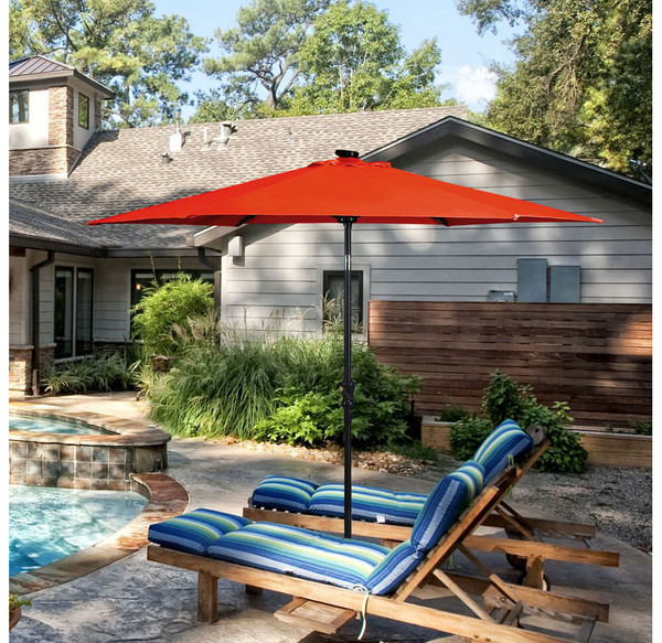 9-Foot Solar LED Crank Patio Umbrella product image