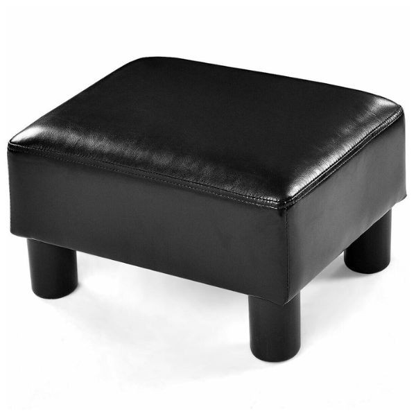 Black Faux Leather Small Ottoman Footrest product image
