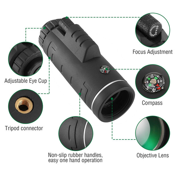 iMounTEK® 40x40 HD Optical Monocular Telescope with Phone Mount product image