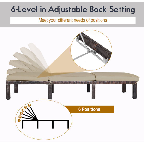 Patio Wicker Chaise Loungers with Adjustable Backrests (Set of 2) product image
