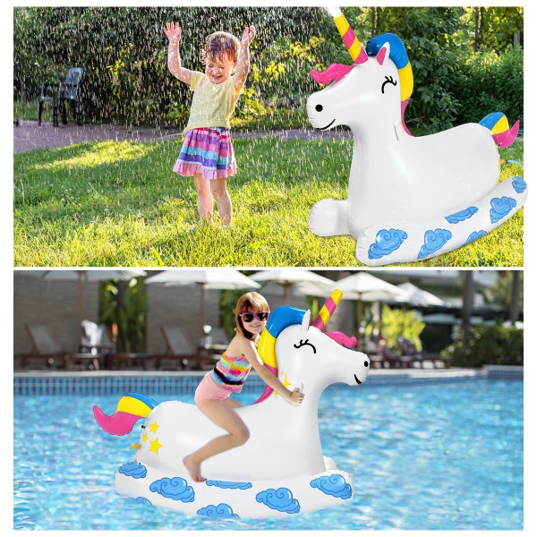 2-in-1 Giant Ride-on Unicorn Pool Float with Sprinkler product image