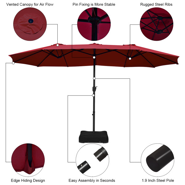 15-Foot Double-Sided Patio Umbrella product image