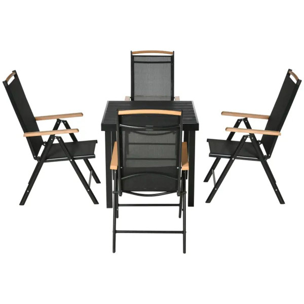 Outsunny® 5-Piece Outdoor Patio Dining Set with Reclining Folding Chairs product image