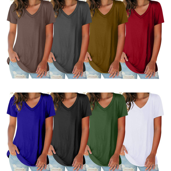 Women's Ultra-Soft Cotton V-Neck T-Shirt (5-Pack) product image