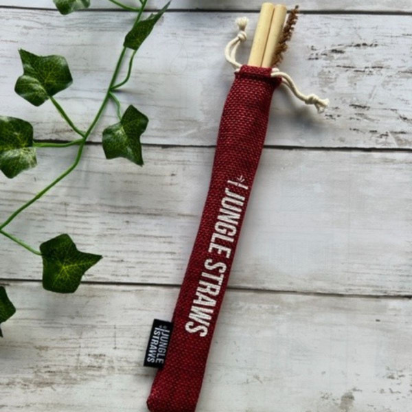 Jungle Straws® Reusable Bamboo Drinking Straws with Cleaning Brush & Pouch product image