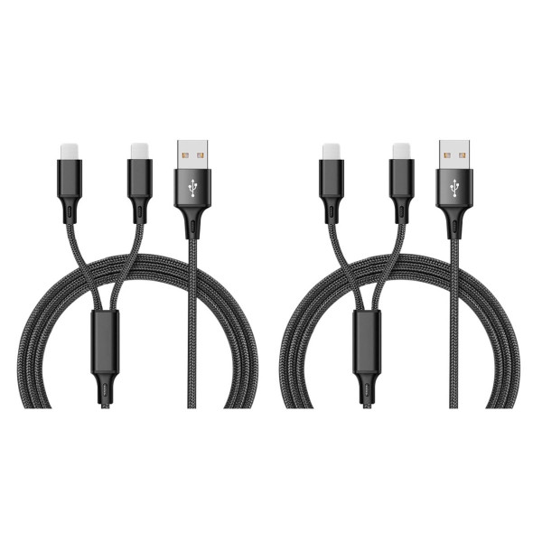 6-Foot 2-in-1 Braided Nylon Lightning Charging Cable (1- or 2-Pack) product image