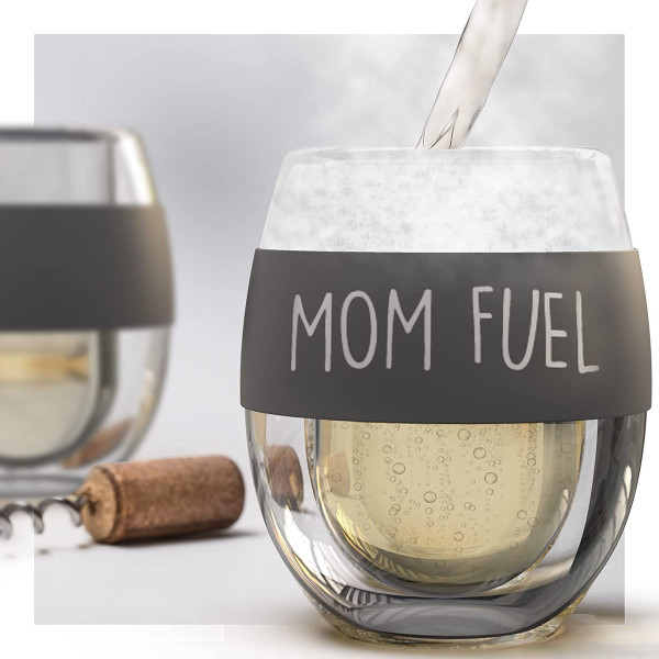 'MOM FUEL' Stemless Liquid Freeze Gel Insulated Wine Glass product image