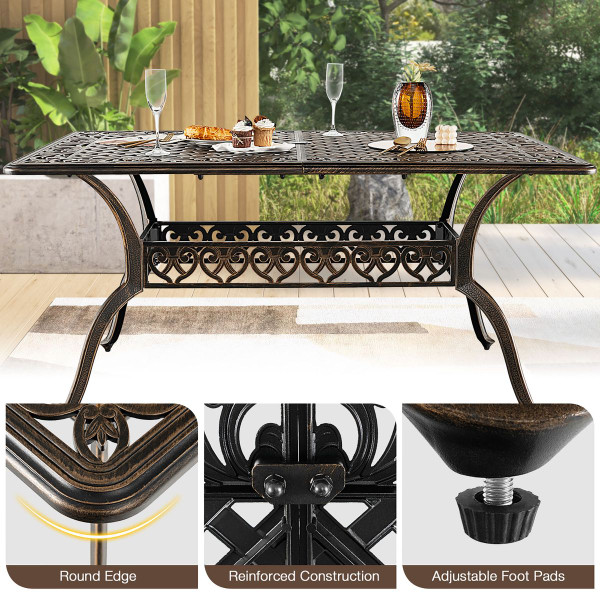 All-Weather Outdoor Dining Table with Aluminum Umbrella Hole product image