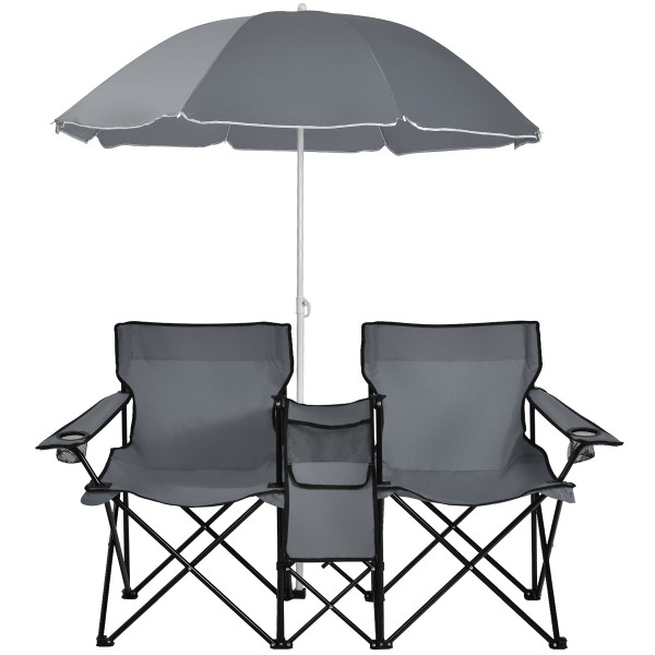 Portable Folding Picnic Double Chair with Umbrella product image