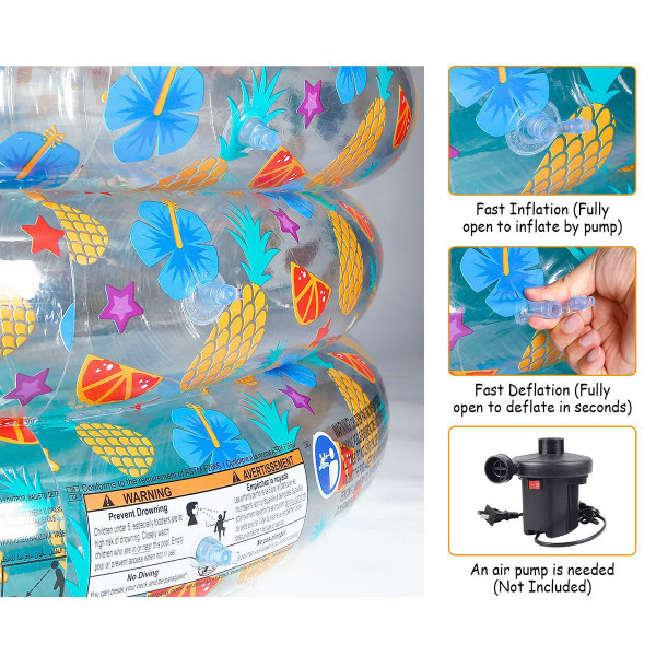 Bestway® Kids' 59 x 21-Inch Tropical 3-Ring Paddling Transparent Inflatable Pool product image