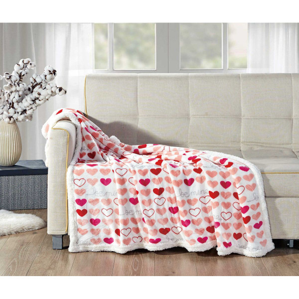 Heart-Themed Sherpa 50 x 60-Inch Throw Blanket product image
