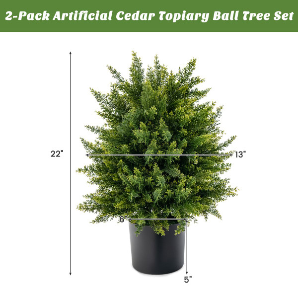 Goplus® 22'' Artificial Cedar Topiary Ball Tree (2-Pack) product image